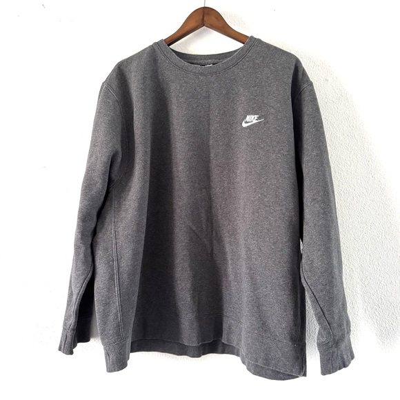 Nike Crewneck Men's Gray Embroidered Logo Sweatshirt Brushed Back Fleece XXL EUC - Picture 2 of 11